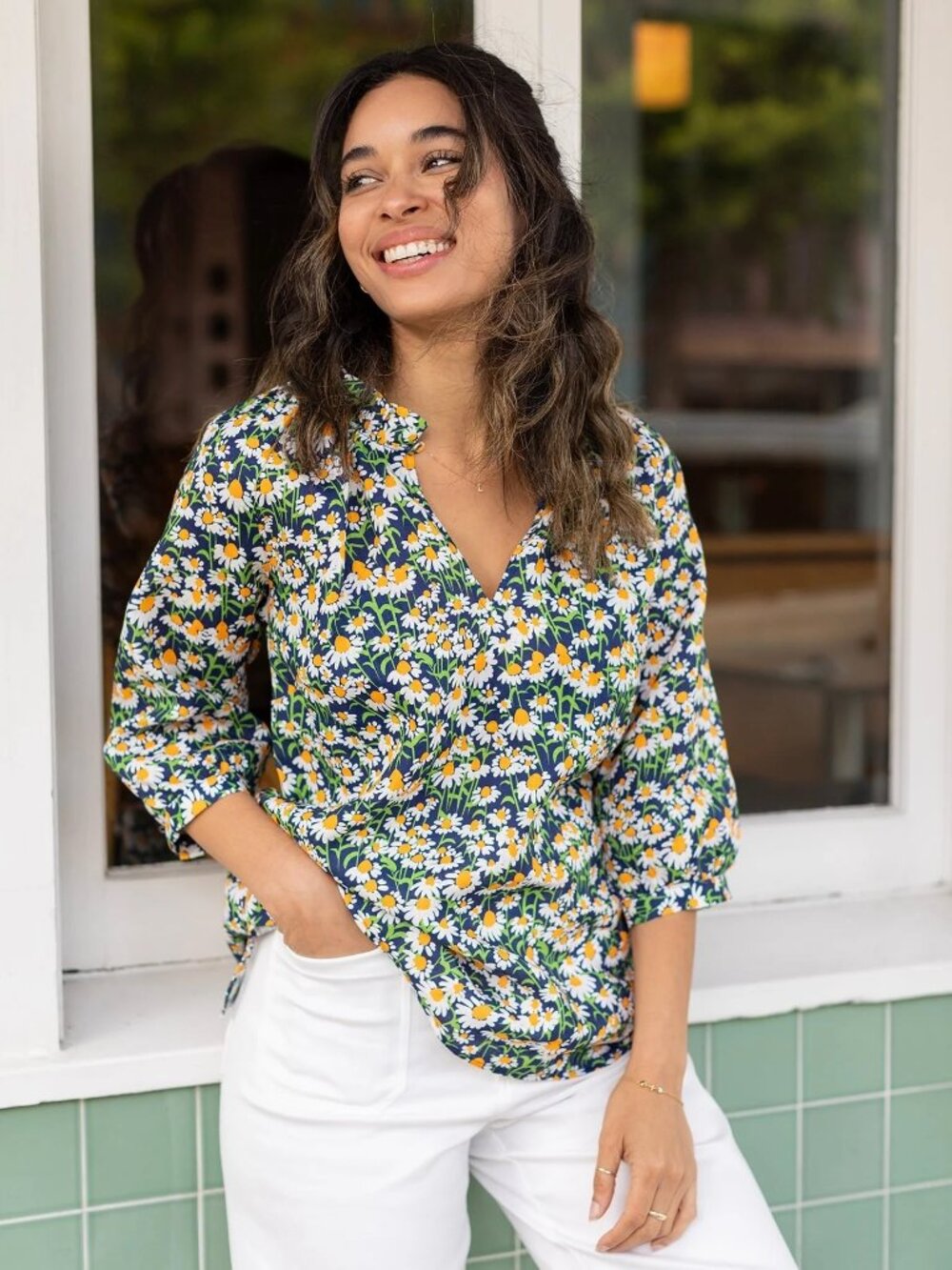 NWT Lesley Evers CAMILLE top Echinacea - size small